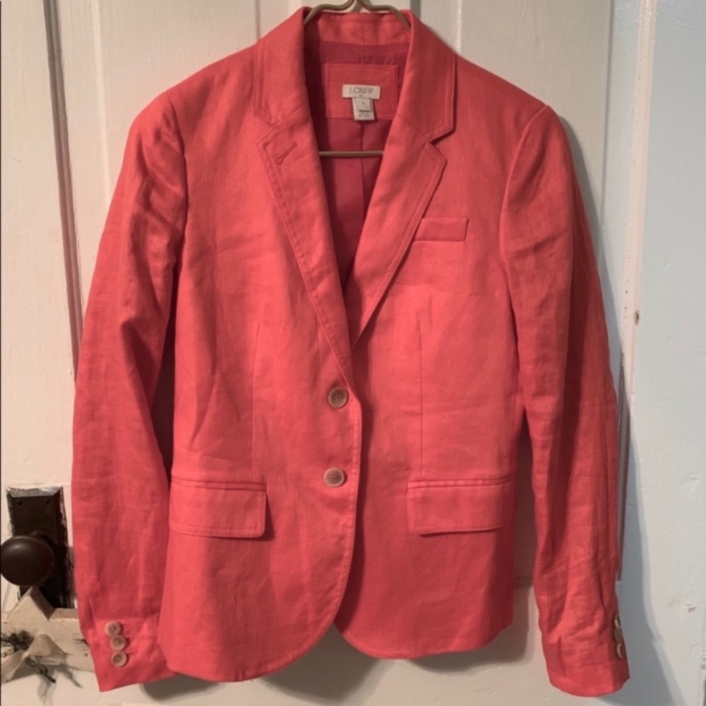 100% linen J. Crew coral blazer